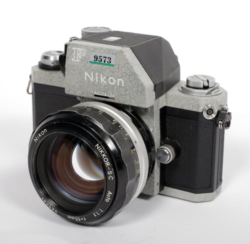 Image of Nikon F Photomic 35mm SLR Film Camera (Grey-Repaint) with Nikkor 55mm F1.2 lens #9573