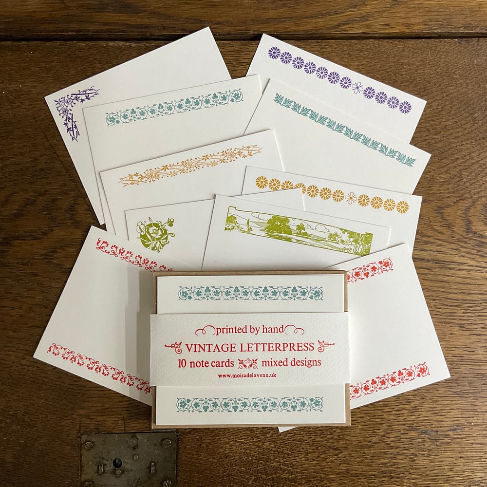 Image of MIXED SET OF 10 LETTERPRESS NOTE CARDS