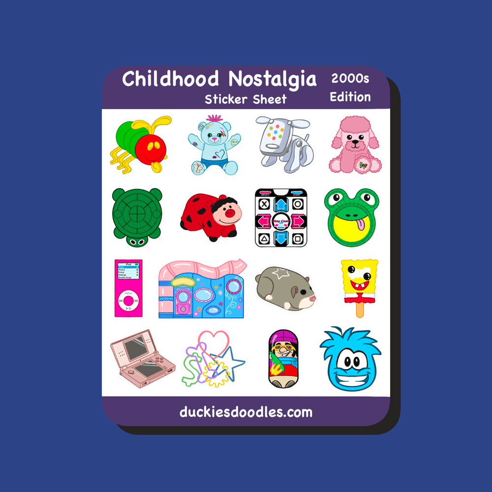 2000s Childhood Nostalgia Sticker Sheet