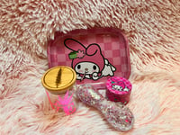 Image 3 of Cute Girly Metal Rolling Tray, Grinder, Glitter Glass Pipe, And Glass Stash Jar Set 