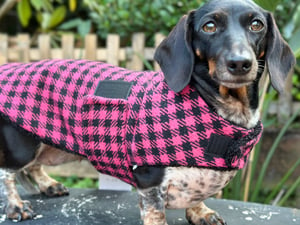 Image of Pink Houndstooth Wool Coat