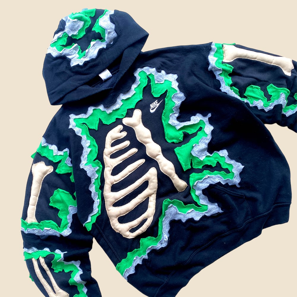 REWORKED NIKE CRACKED 4 LAYER SKELETON HOODIE SIZE XL