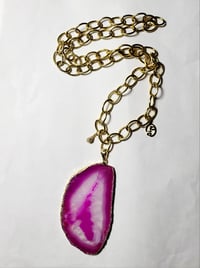 Image 1 of Pink Agate Stone Necklace 