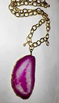 Image 2 of Pink Agate Stone Necklace 