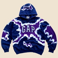 Image 1 of REWORKED GAP CRACKED NAVY WHITE PURPLE HOODIE SIZE M