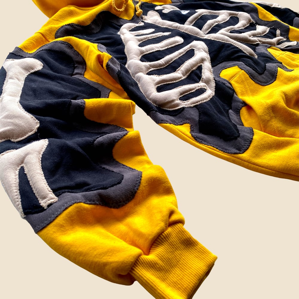 REWORKED NIKE FLOW 3D PUFF SKELETON YELLOW HOODIE SIZE M