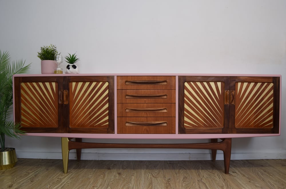 Image of Large G plan credenza in pink and gold