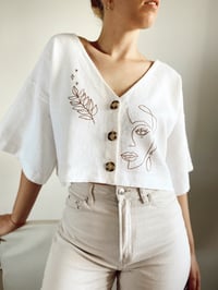 Image 1 of Linen Blend Top with Buttons - Femina