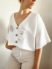 Image 3 of Linen Blend Top with Buttons - Femina