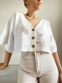 Image 4 of Linen Blend Top with Buttons - Femina