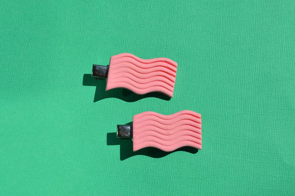 Image of Wiggle Wave Geo Hair Barrette, Baby Pink