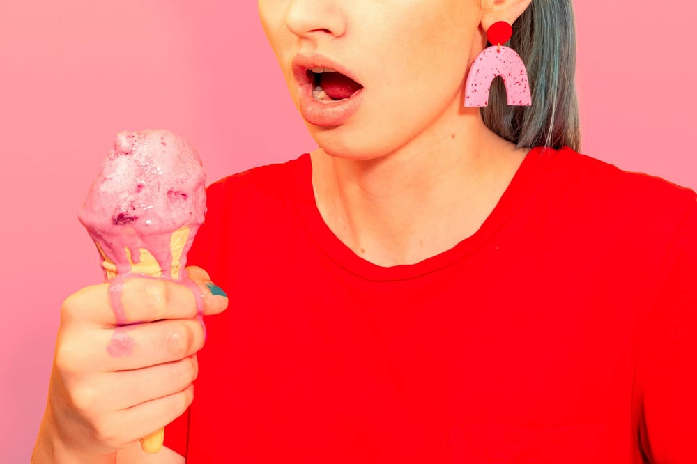 Image of Strawberry Terrazzo Arch Earrings