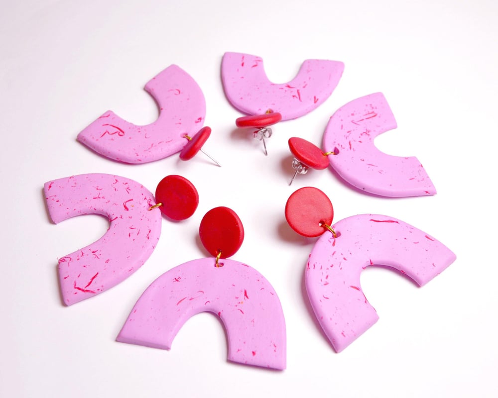 Image of Strawberry Terrazzo Arch Earrings