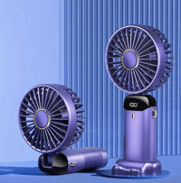 Image 1 of Versatile 5-Speed Mini Fan with LED Display - USB Rechargeable, Indoor/Outdoor