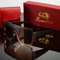 Image 1 of RENEKTON Women's Large One-piece Sunglasses Rivet Fashion Shield Gradient Lens Sun Shades