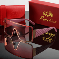 Image 2 of RENEKTON Women's Large One-piece Sunglasses Rivet Fashion Shield Gradient Lens Sun Shades