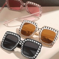 Image 2 of Large Square Sunglasses For Women Bling Rhinestone Gradient Decorative Shades