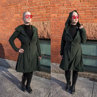 Image 2 of Dark Green Hooded Coat