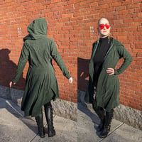 Image 1 of Dark Green Hooded Coat