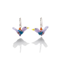 lavender bird earrings