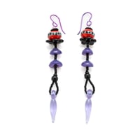 rain chain earrings - black, purple and red