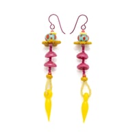 rain chain earrings - pink, yellow and turquoise