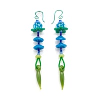 rain chain earrings - blue & green