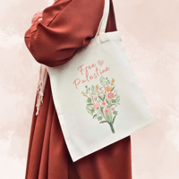 Image 1 of Flower Bouquet 💐 Free Palestine Tote: Flowers for Palestine! #FREEPALESTINE