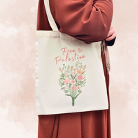 Image 2 of Flower Bouquet 💐 Free Palestine Tote: Flowers for Palestine! #FREEPALESTINE
