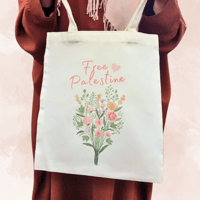 Image 3 of Flower Bouquet 💐 Free Palestine Tote: Flowers for Palestine! #FREEPALESTINE