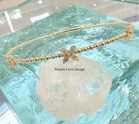 Image 1 of 14k diamond three flowers bracelet 
