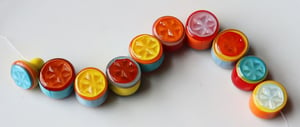 Springtime Slush Slices - 9 slice beads and a button