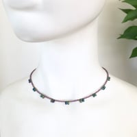 Image 5 of Peacock Blue and Purple Beaded Boho Hippie Glass Seed Bead Choker Necklace 
