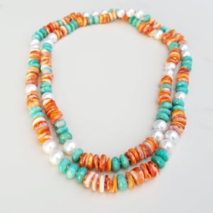 Amazonite, Shell, & Pearl Necklace 