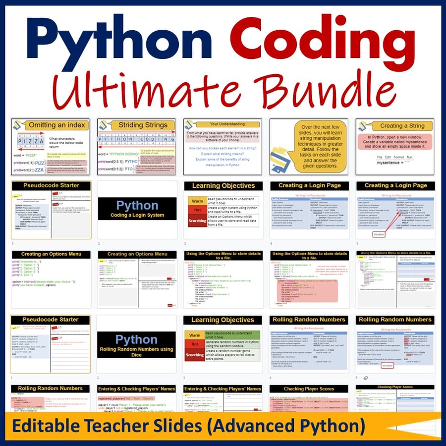 Image of Python Programming Coding - The Ultimate Lesson Plans Bundle