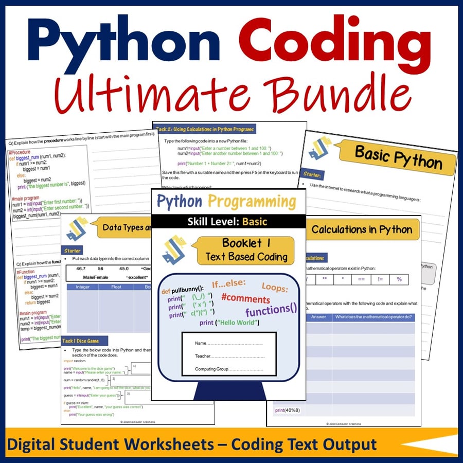 Image of Python Programming Coding - The Ultimate Lesson Plans Bundle