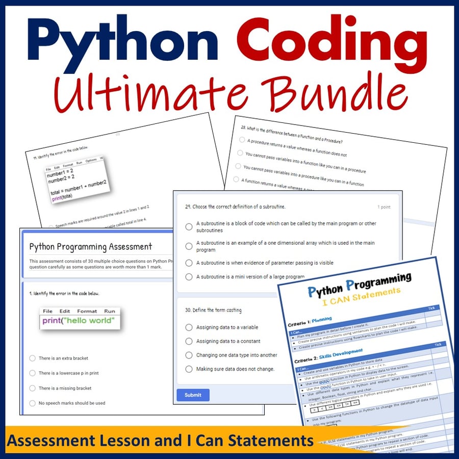 Image of Python Programming Coding - The Ultimate Lesson Plans Bundle