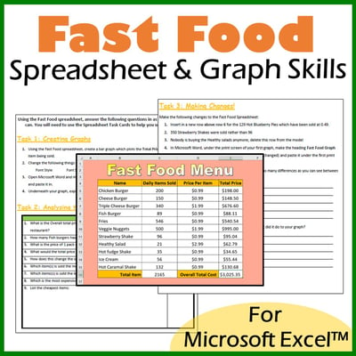 Image of Microsoft Excel Spreadsheet and Graph Skills - McDonalds Scenario