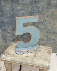 Handmade wooden number 5 blue