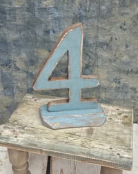 Handmade wooden number 4 blue