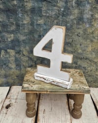 Handmade wooden number 4 white