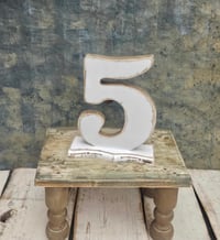 Handmade wooden number 5 white