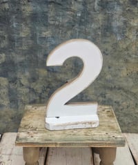 Handmade wooden number 2 white