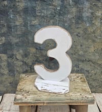 Handmade wooden number 3 white