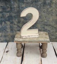 Handmade wooden number 2 creme