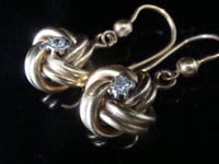 Image 2 of ORIGINAL EDWARDIAN 9CT YELLOW GOLD DIAMOND DROP KNOT EARRINGS 