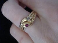 Image 4 of VICTORIAN 18CT RUBY AND OLD CUT DIAMOND DOUBLE SNAKE RING RING SIZE Q