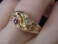 Image 5 of VICTORIAN 18CT RUBY AND OLD CUT DIAMOND DOUBLE SNAKE RING RING SIZE Q