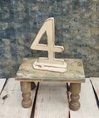 Handmade wooden number 4 creme