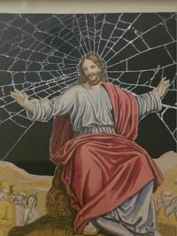 Image 2 of "Sermon on the mount" 1800's bible page with preserved spider web 